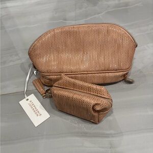 Stephanie Johnson Textured Tan Cosmetic Bag Set